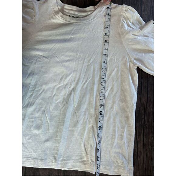 Loft Cream Burnout Knit Balloon 3/4 Sleeve Blouse Top Size Medium Minimalist - Picture 9 of 10